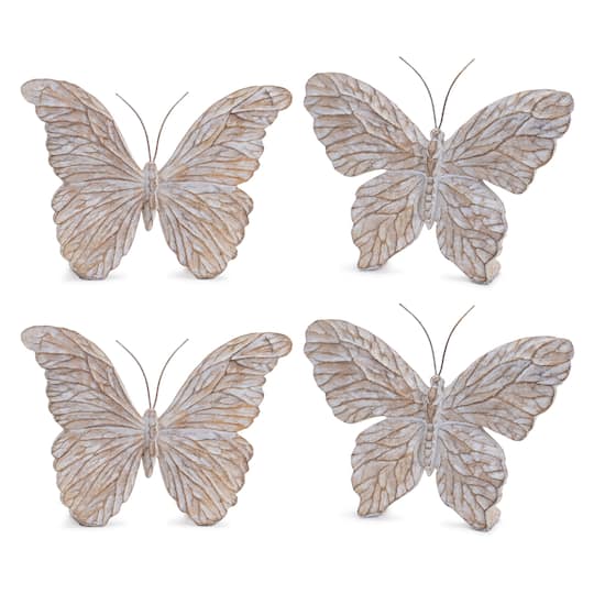 7.5" Carved Butterfly Shelf Sitter Set